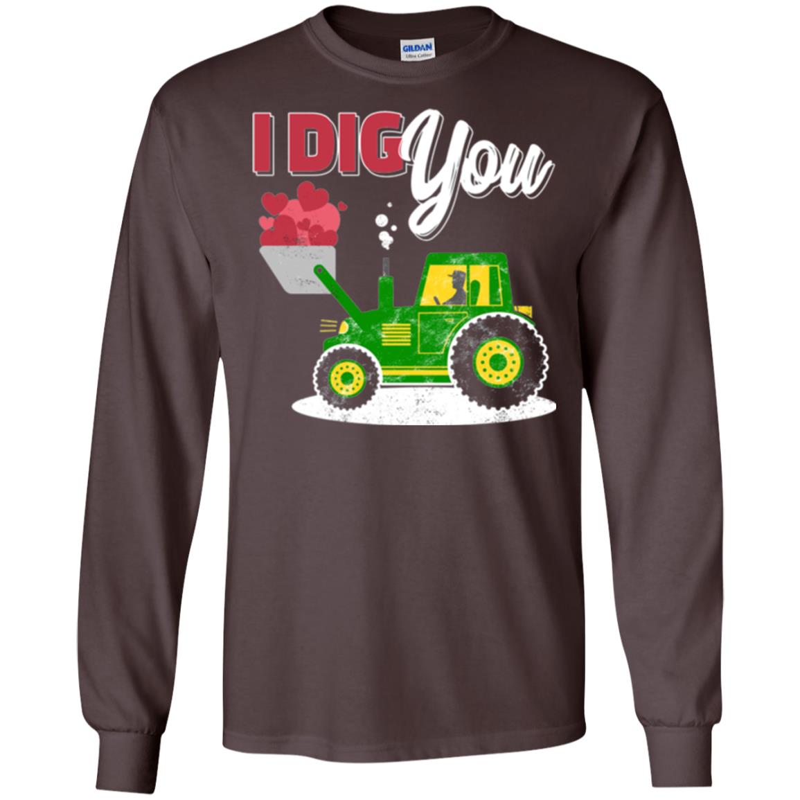 Farmer Valentines Day T-shirt Farm Tractor I Dig You Dark Chocolate