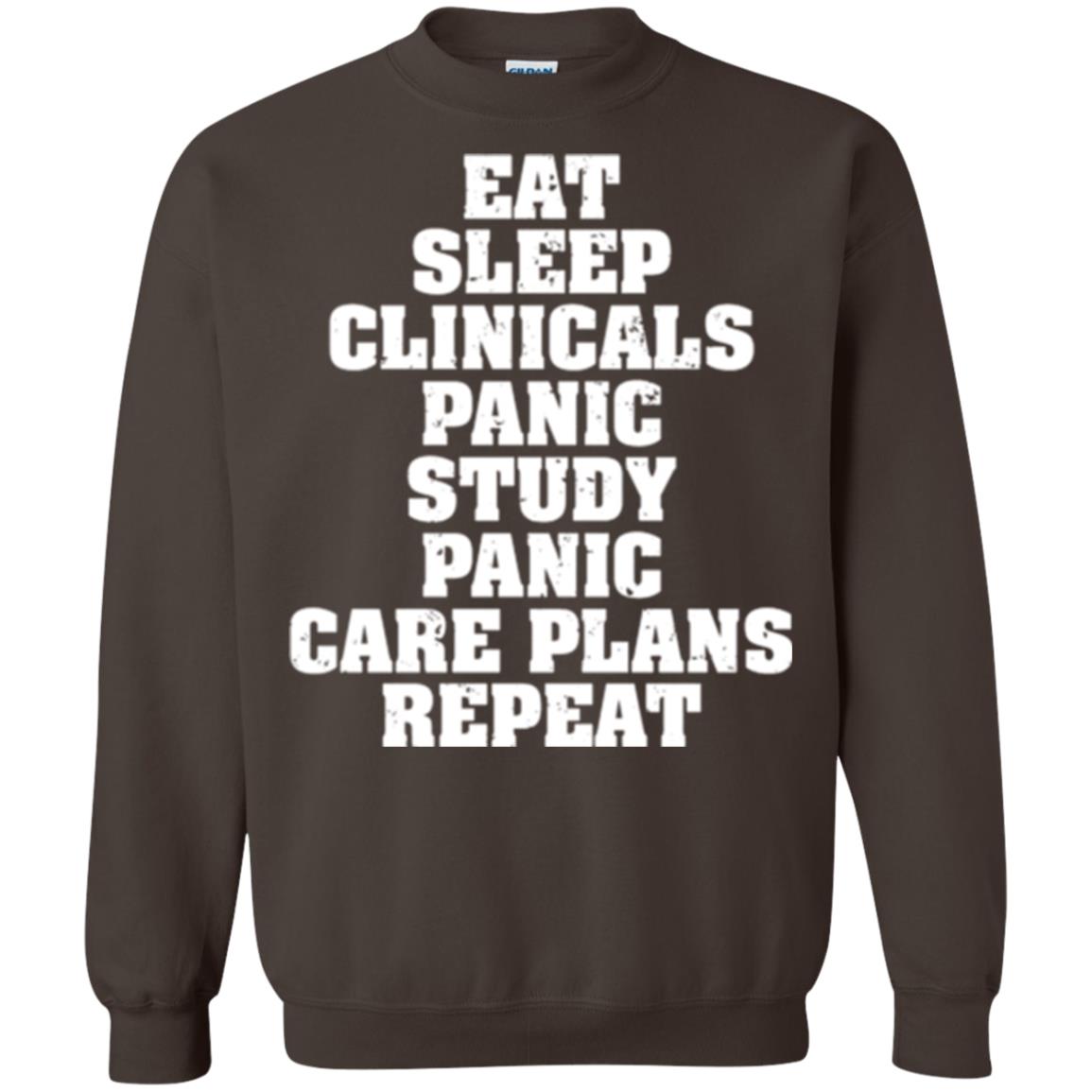 Funny Nursing Student T-shirt Eat Sleep Clinicals Panic Dark Chocolate