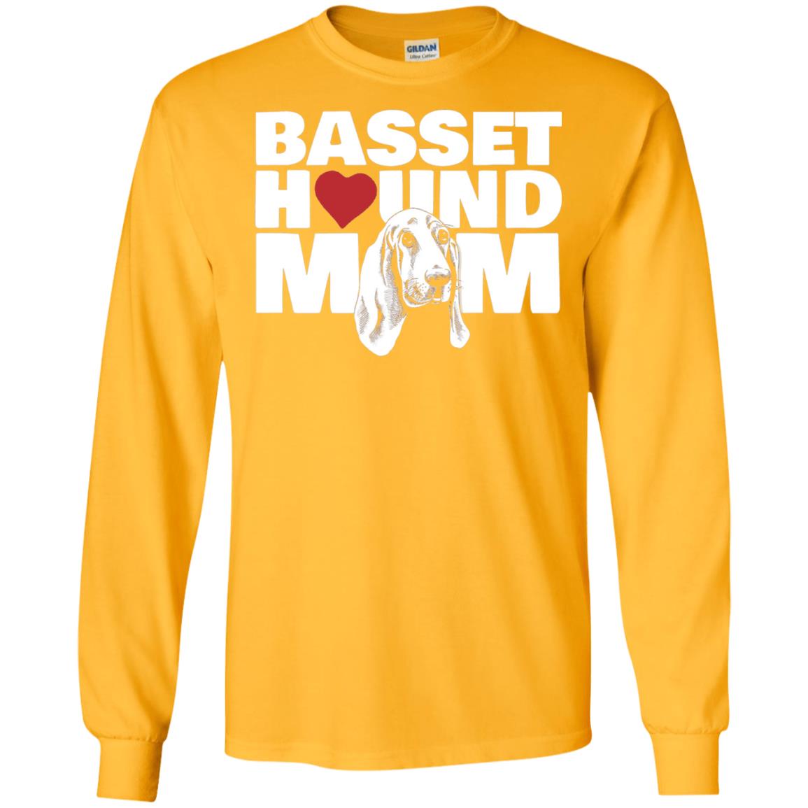 Basset Hound Mom Heart T-shirt Gold