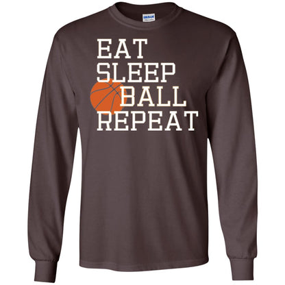 Basketball T-shirt Eat Sleep Basketball Repeat Dark Chocolate