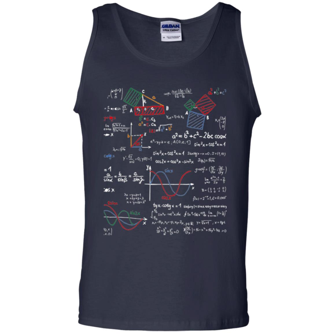 Math Lover T-shirt Formulas Cheat Sheet Navy