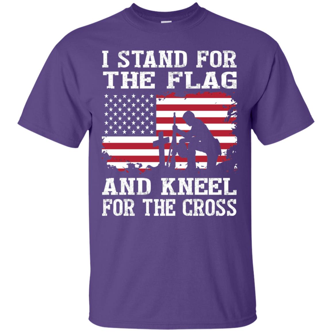 I Stand For The Flag And Kneel For The Cross Military T-shirt Purple