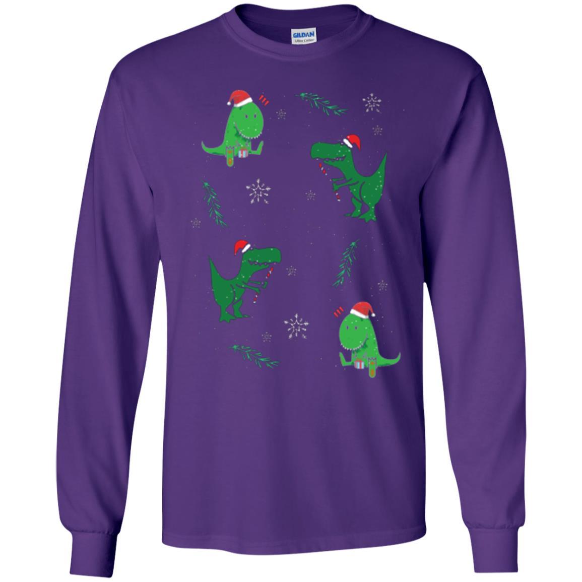 Funny Christmas T-shirt Merry Christmas Dinosaur Purple