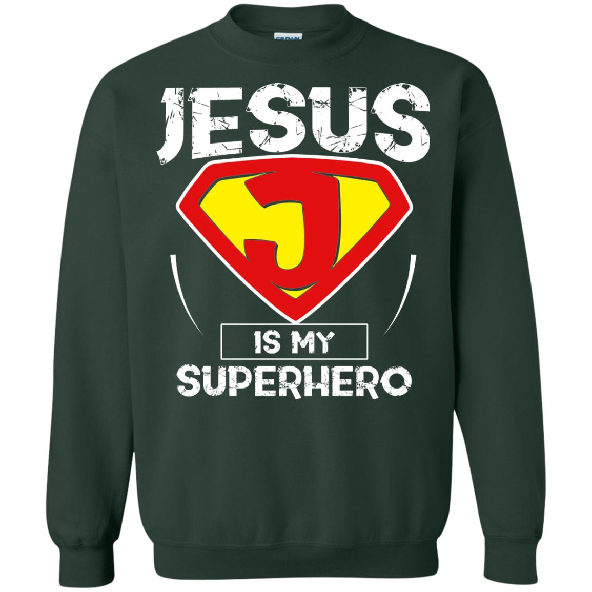 Jesus Is My Superhero Christian Movie Fan T-shirt Forest Green