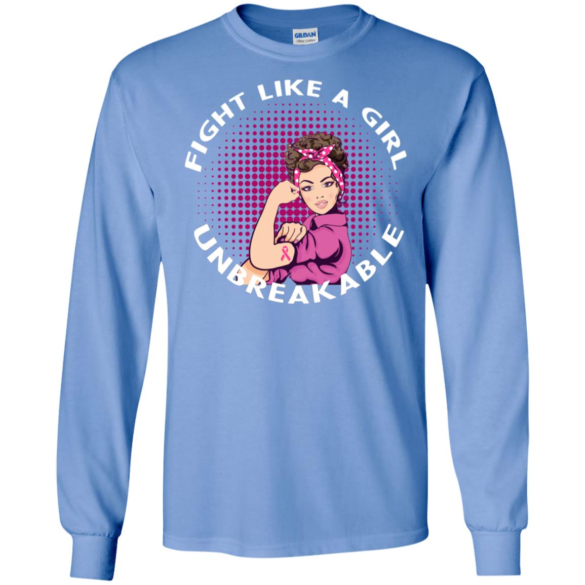 Fight Like A Girl Unbreakable Breast Awareness Shirt Carolina Blue