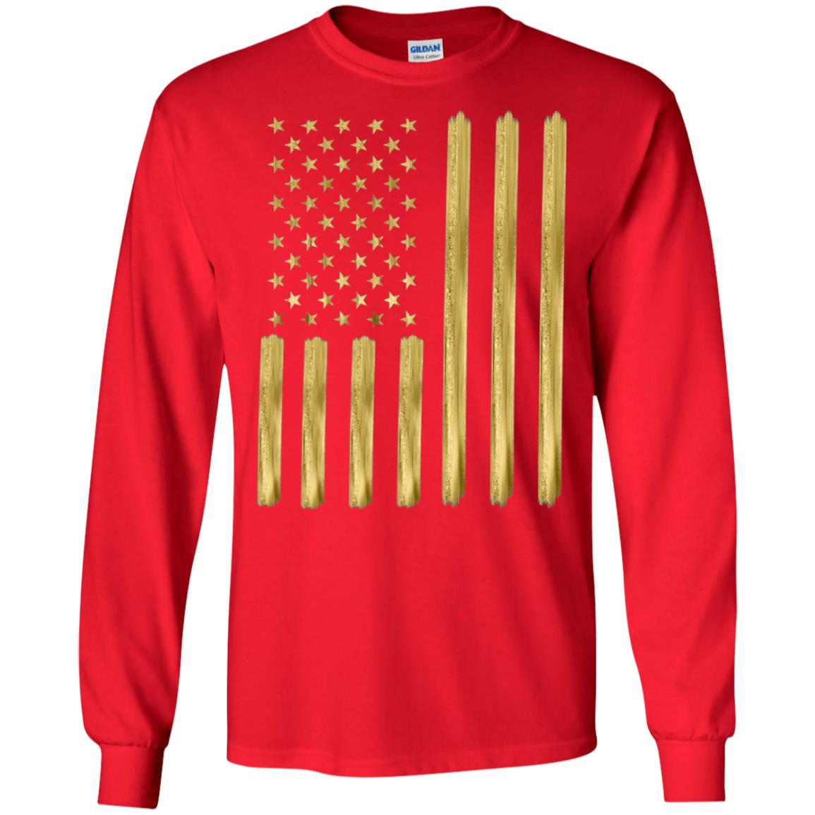 Faux Gold Paint American Flag T-shirt Red