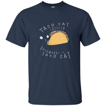 Cat Lovers T-shirt Taco Cat Spelled Backward Is Taco Cat Navy