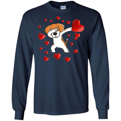 Valentines Day T-shirt Dabbing Dog Navy