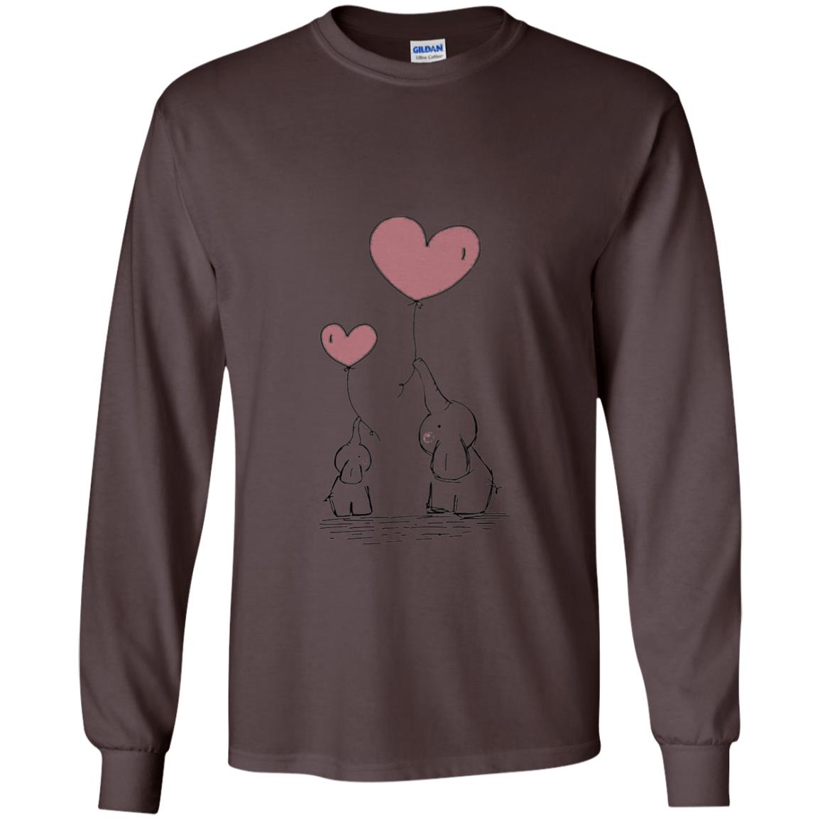 Elephants Mom Heart Balloons Family Shirt Dark Chocolate