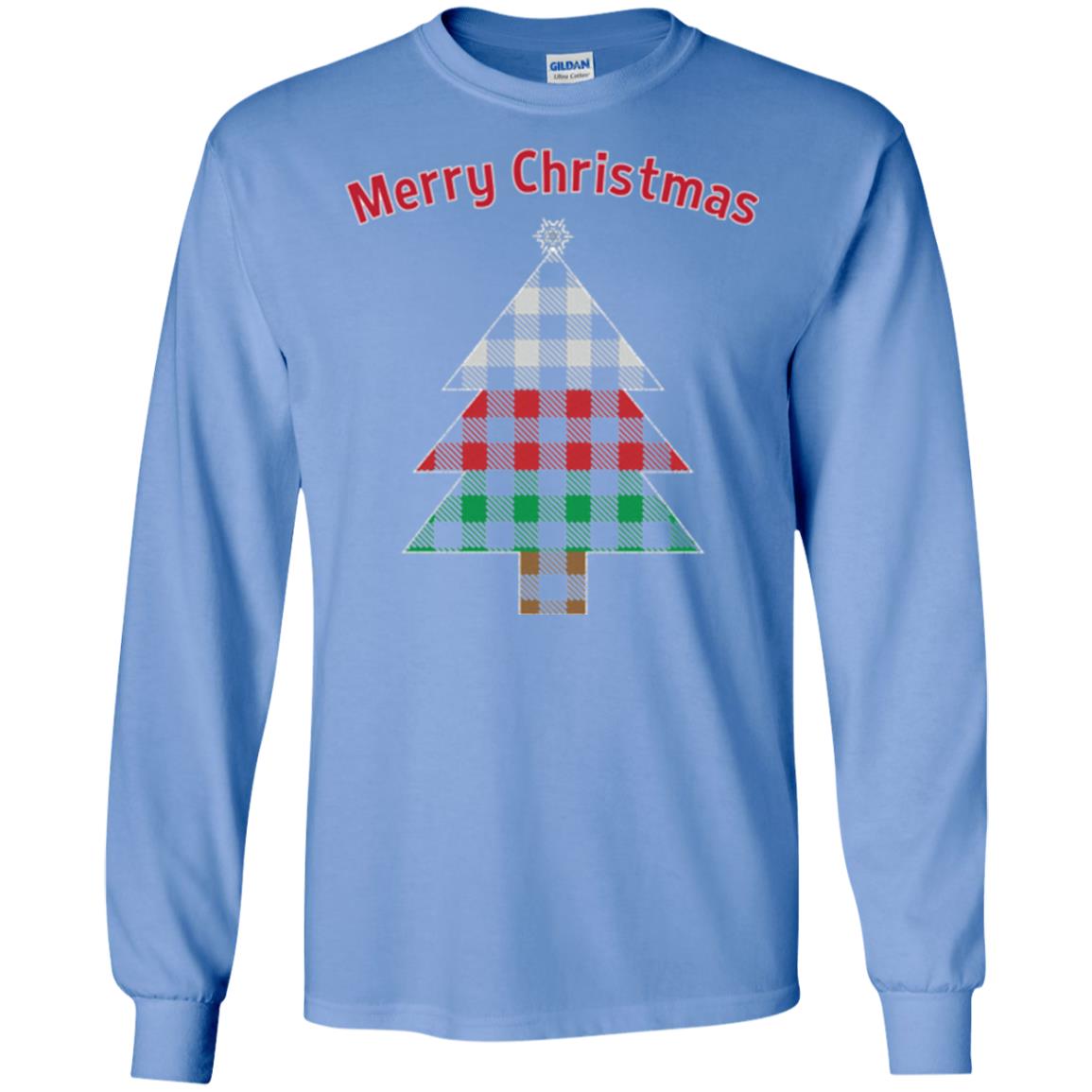 Unique Buffalo Plaid Tree Christmas Matching Pajama T-shirt Carolina Blue