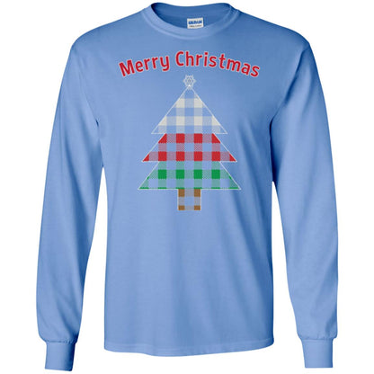 Unique Buffalo Plaid Tree Christmas Matching Pajama T-shirt Carolina Blue