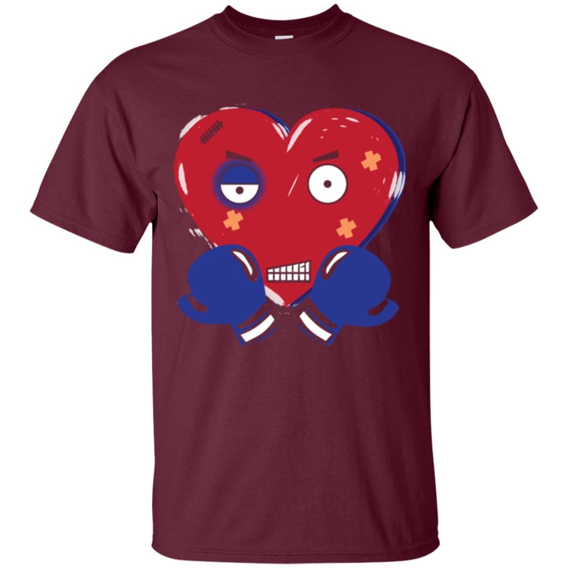 Sad Valentines Day T-shirt Patched Up Heart Maroon