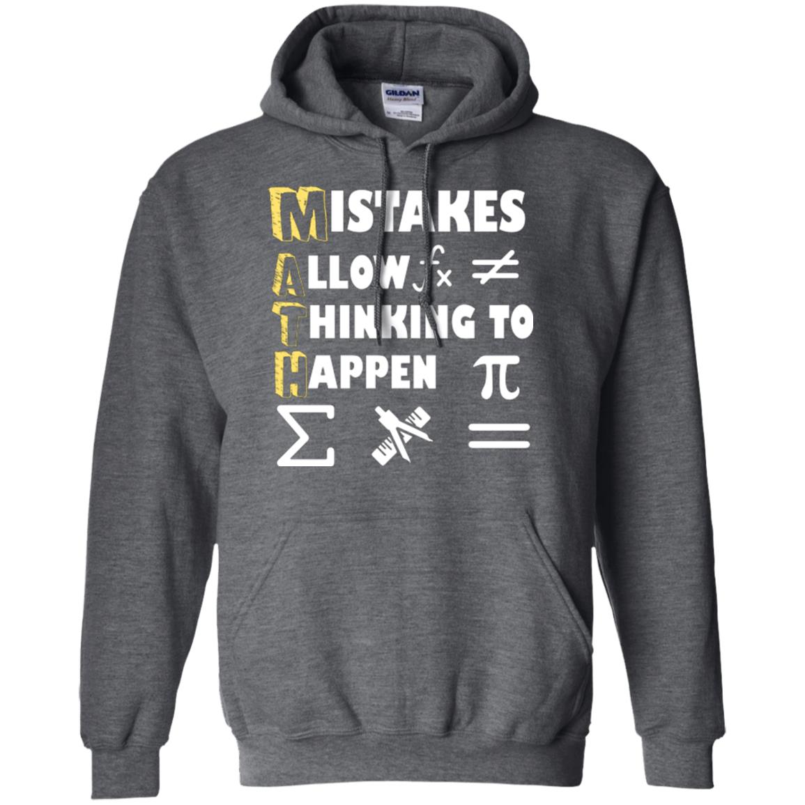 Math Lover T-shirt Mistakes Allow Thinking To Happen Dark Heather