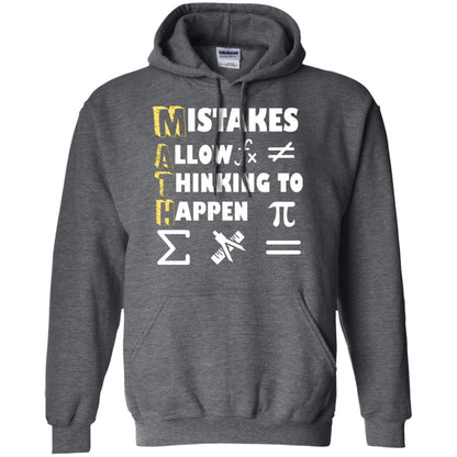 Math Lover T-shirt Mistakes Allow Thinking To Happen Dark Heather