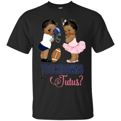 Ethnic Touchdowns Or Tutus Gender Reveal Party Football Lover T-shirt Black