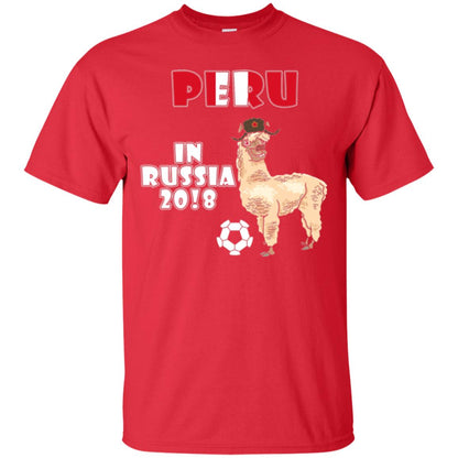 Soccer T-shirt Peru National Team Llama In Russia 2018 Cup Red