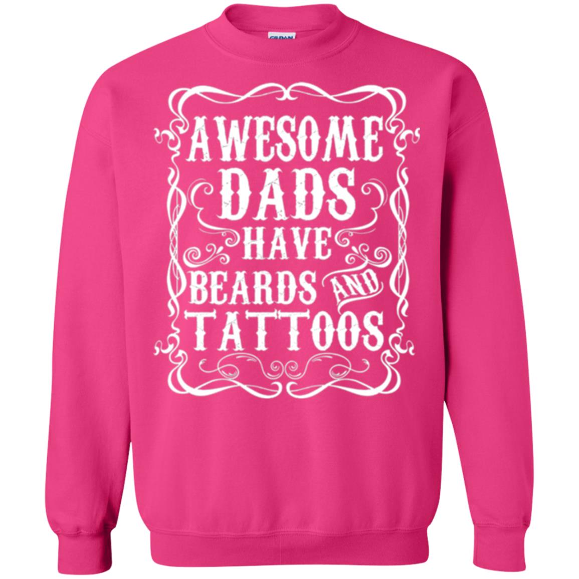 Awesome Dads Have Tattoos And Beards Funny Beard T-shirt Heliconia