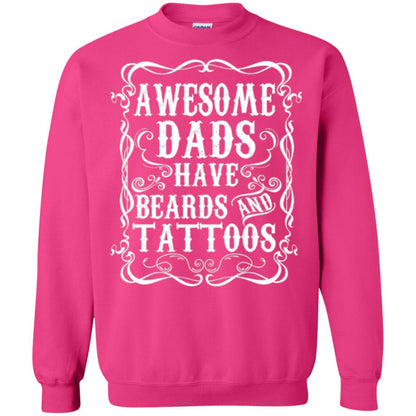 Awesome Dads Have Tattoos And Beards Funny Beard T-shirt Heliconia