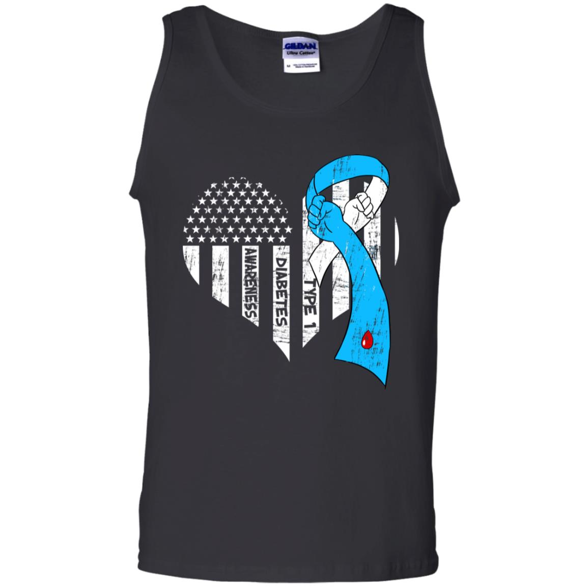 Diabetes Awareness Type 1 Ribbon Flag Shirt Black