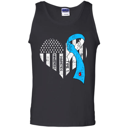 Diabetes Awareness Type 1 Ribbon Flag Shirt Black