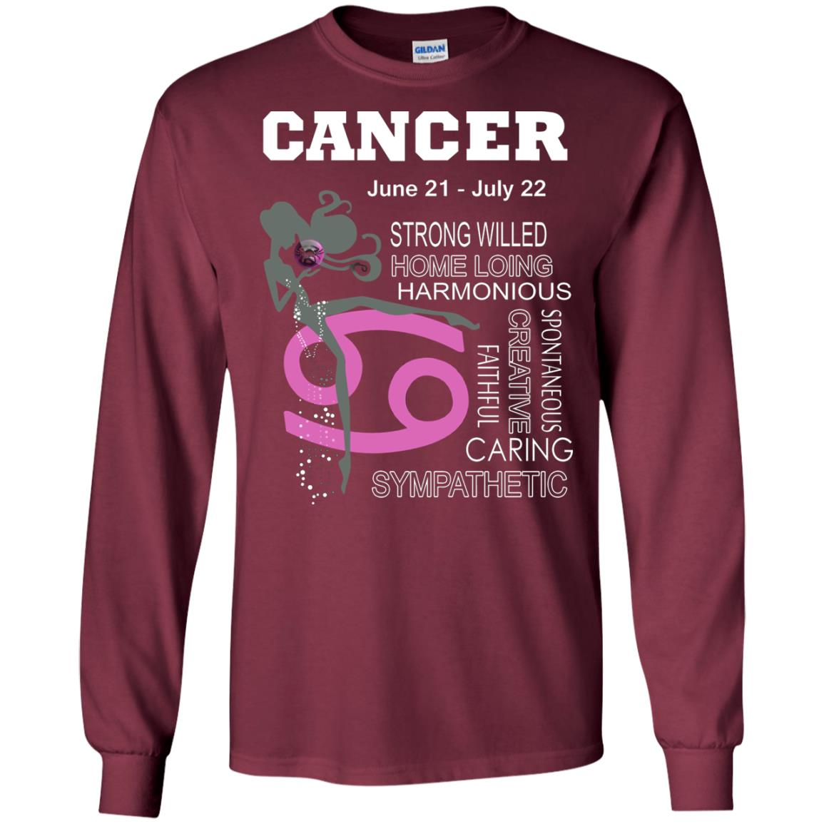 Cancer Strong Willed Home Loing Harmonious Faithful Creative Spontaneous Caring Sympathetic Maroon