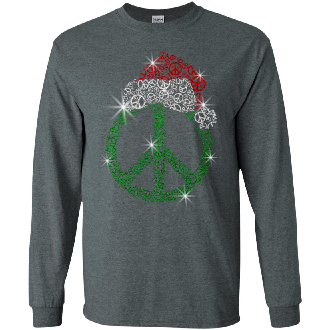 Peace Sign With Santa Ha Christmas Idea Gift Shirt Dark Heather
