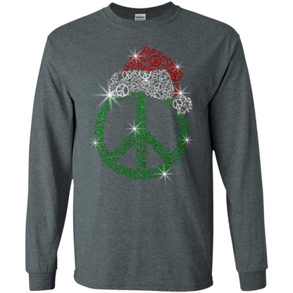 Peace Sign With Santa Ha Christmas Idea Gift Shirt Dark Heather