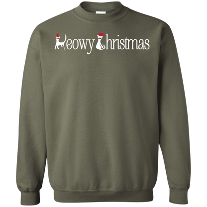 Christmas T-shirt Meowy Christmas Military Green