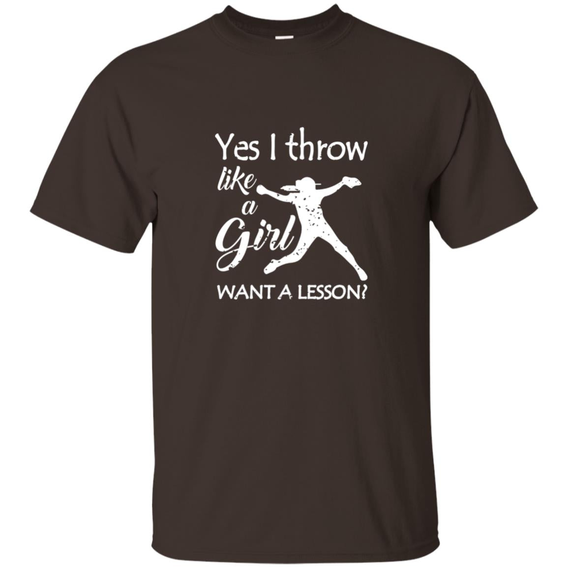 Yes I Throw Like A Girl Softball Gifts Girly Baseball Shirt Dark Chocolate
