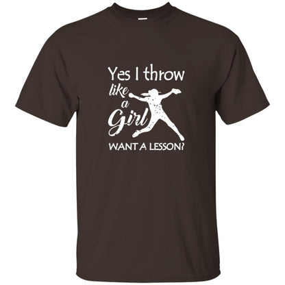 Yes I Throw Like A Girl Softball Gifts Girly Baseball Shirt Dark Chocolate