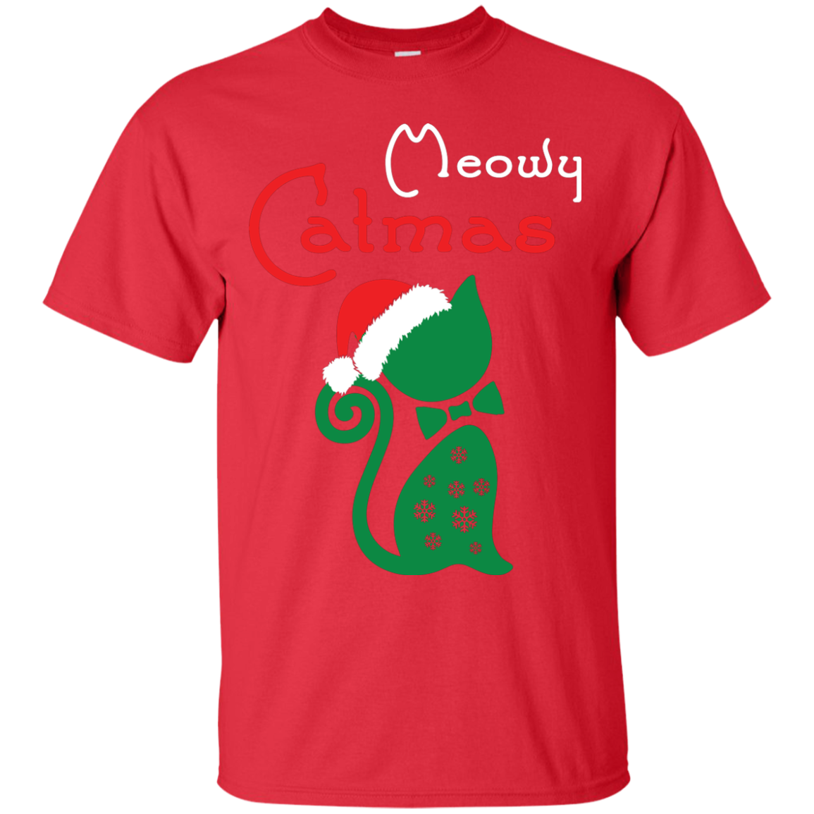Cat Christmas T-Shirt Meowy Catmas Red