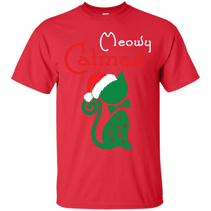 Cat Christmas T-Shirt Meowy Catmas Red