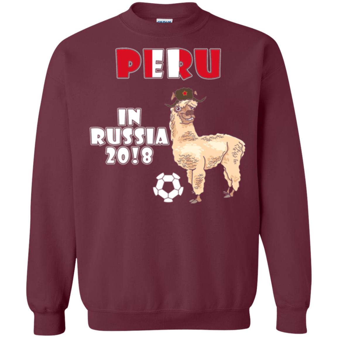 Soccer T-shirt Peru National Team Llama In Russia 2018 Cup Maroon