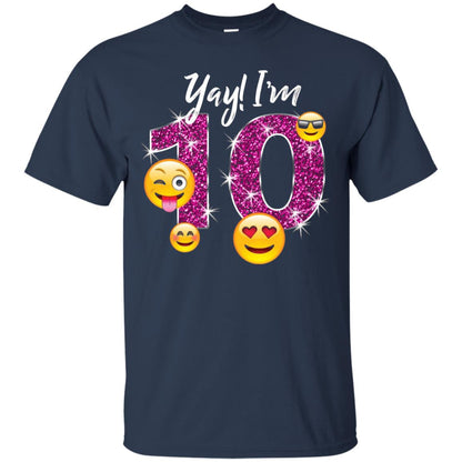 Funny Emoji Birthday 10th Birthday T-shirt Navy