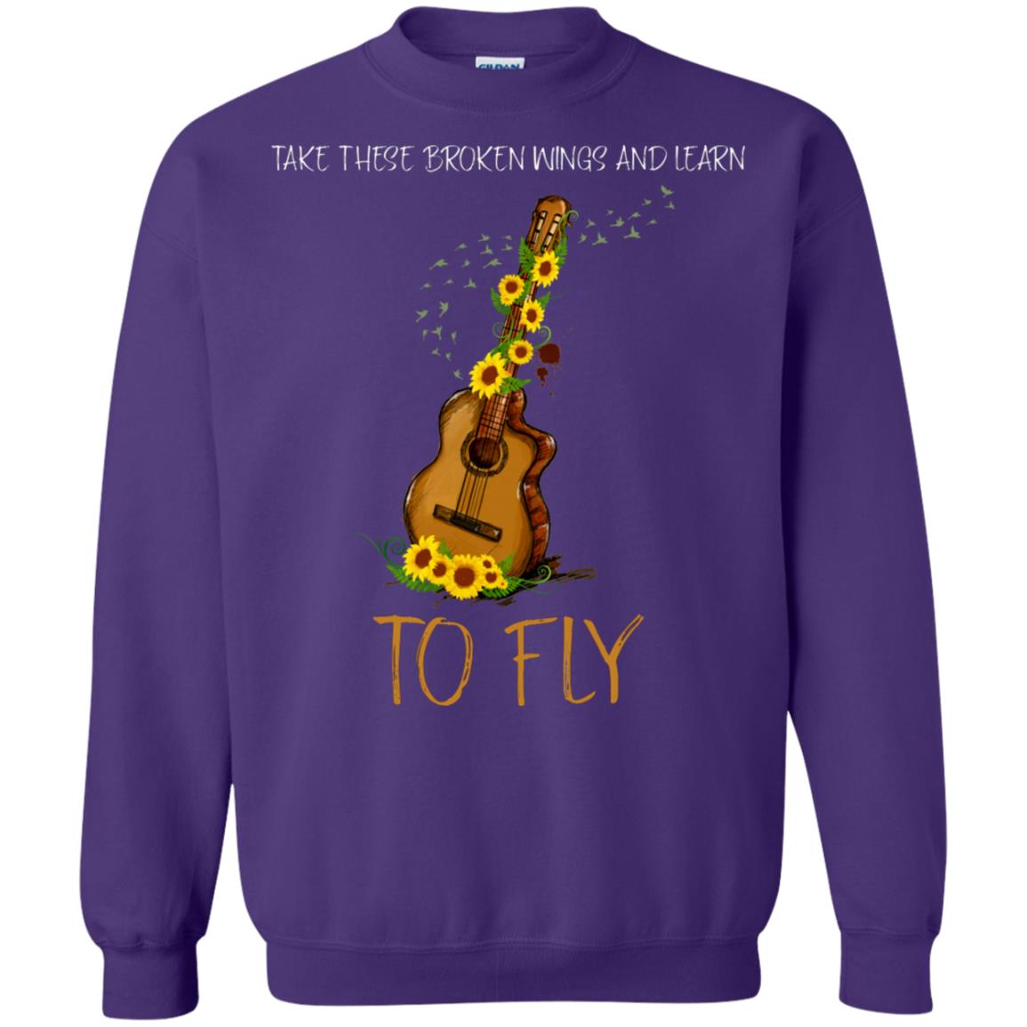 Take These Broken Wings And Learn To Fly Guitar Quote Shirt Purple