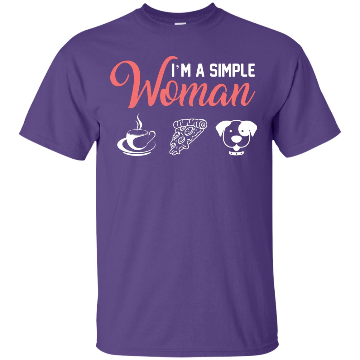 I’m A Simple Woman Love Coffee Pizza And Puppies Gift Shirt For Woman Purple