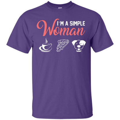 I’m A Simple Woman Love Coffee Pizza And Puppies Gift Shirt For Woman Purple