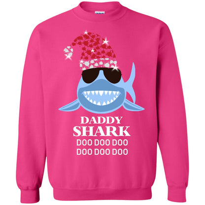Daddy Shark With Santa Claus Hat Merry X-mas Family Shark Gift Shirt Heliconia