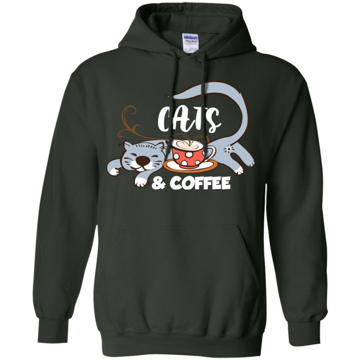 A Good Day Start With Cat And Coffee Cat Lover T-shirt Forest Green