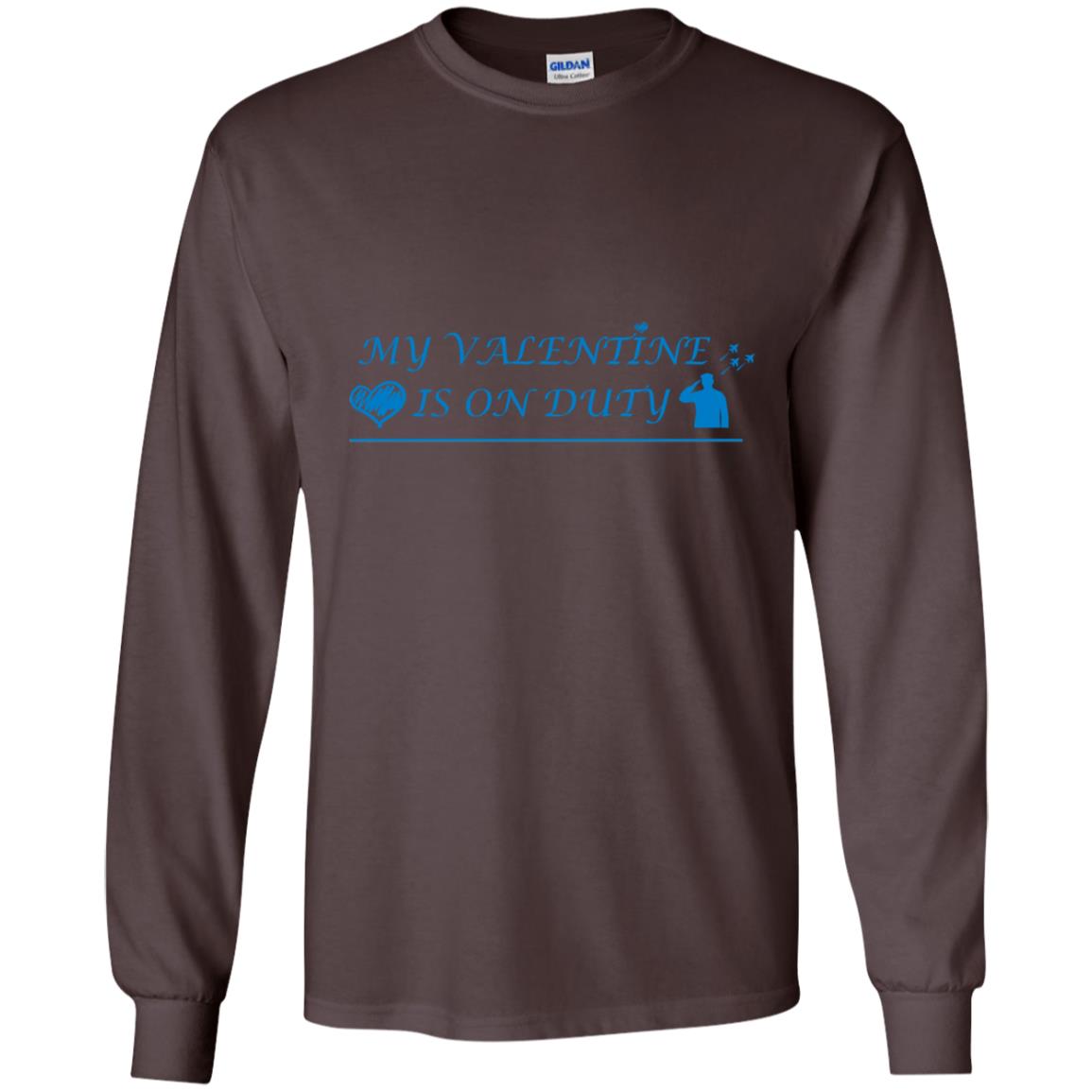 My Valentine Is On Duty Military's Girlfriend Shirt Dark Chocolate