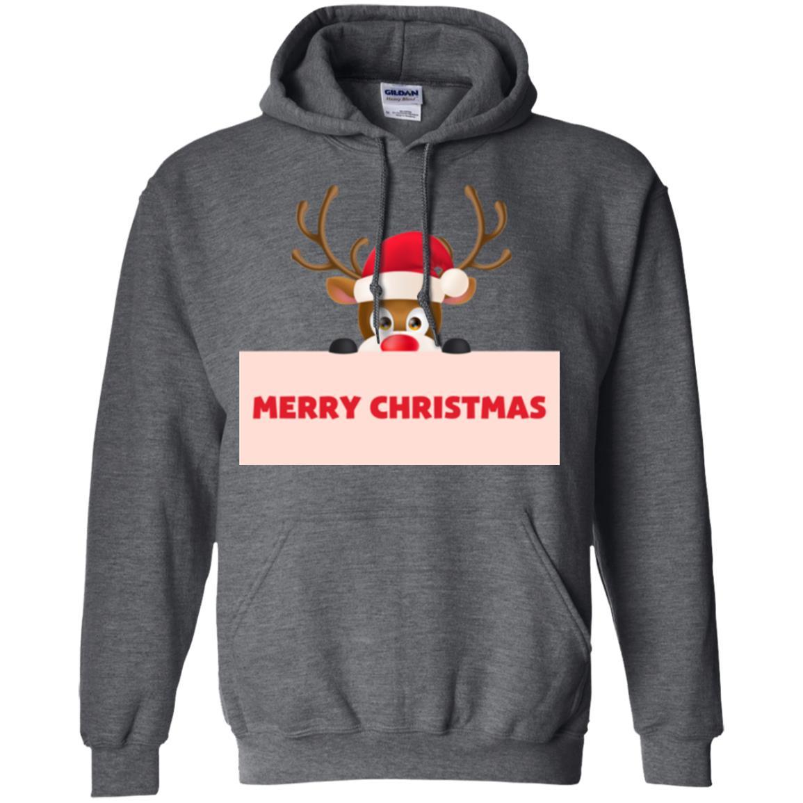 Christmas T-shirt Reindeer Merry Christmas T-shirt Dark Heather