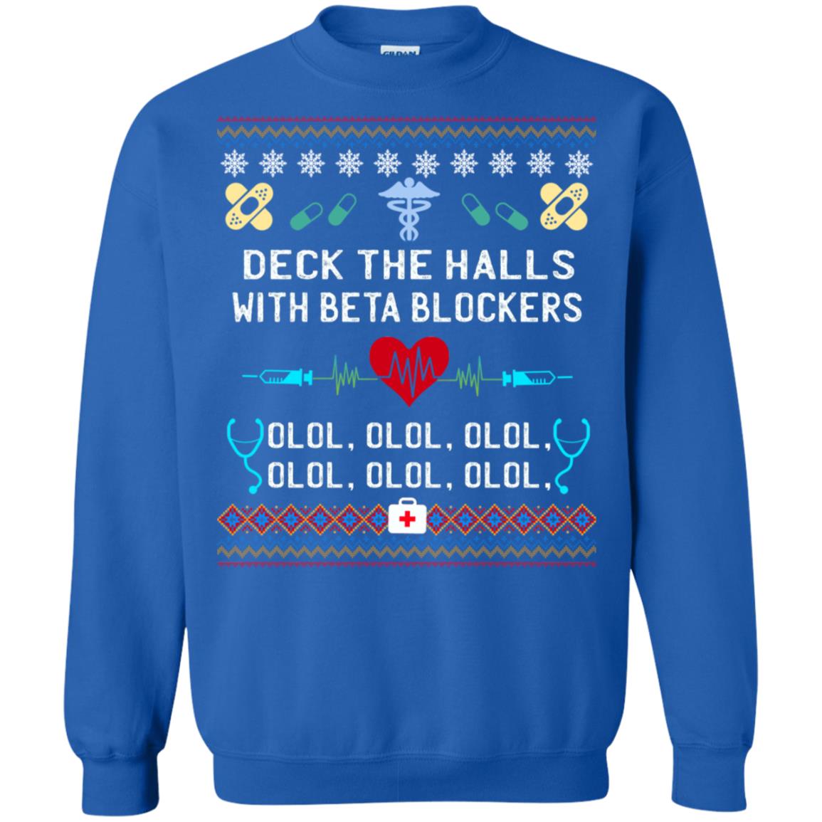 Deck The Halls With Beta Blockers Nursing X-mas Quote Shirt Royal