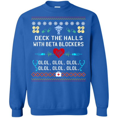 Deck The Halls With Beta Blockers Nursing X-mas Quote Shirt Royal