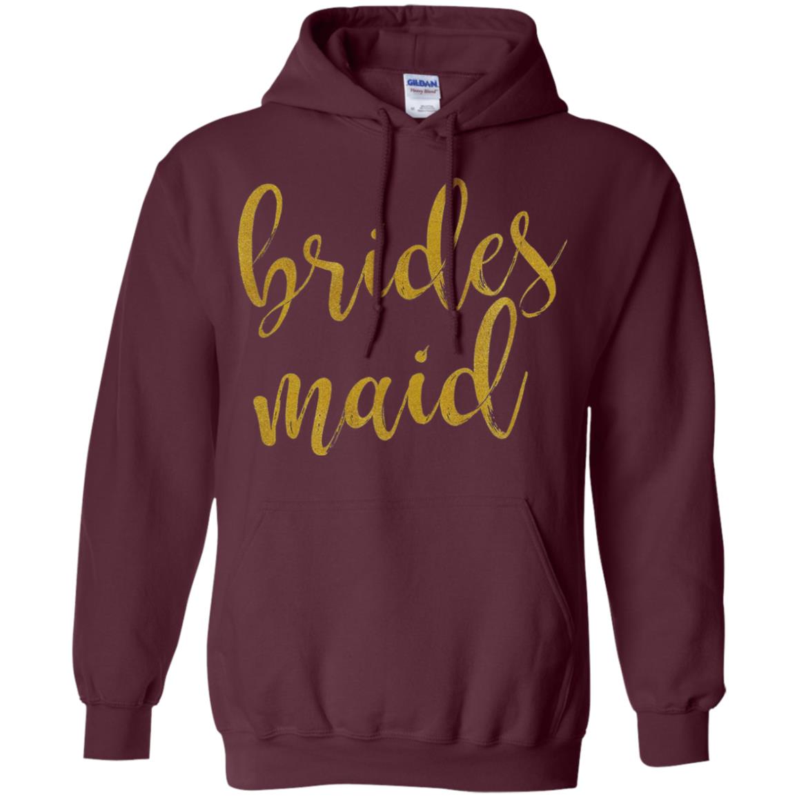Bridesmaid Gold Glitter Bridal Shower T-shirt Maroon