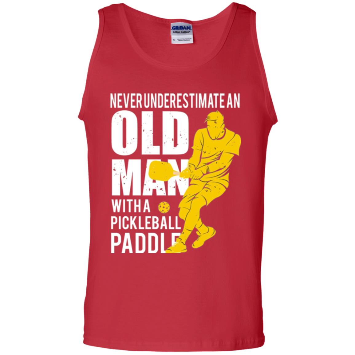 Pickleball T-shirt Never Underestimate Old Man Red