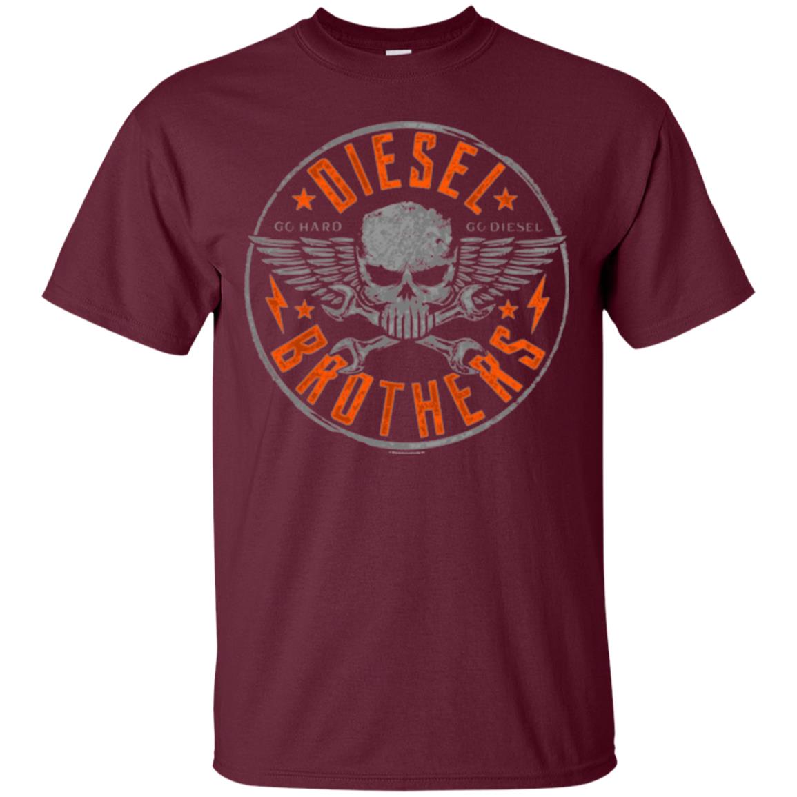 Skull Cross Wrench T-shirt Diesel Brothers Go Hard Go Diesel Maroon