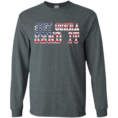Patriotic Red White Blue T-shirt Just Gonna Send It Dark Heather