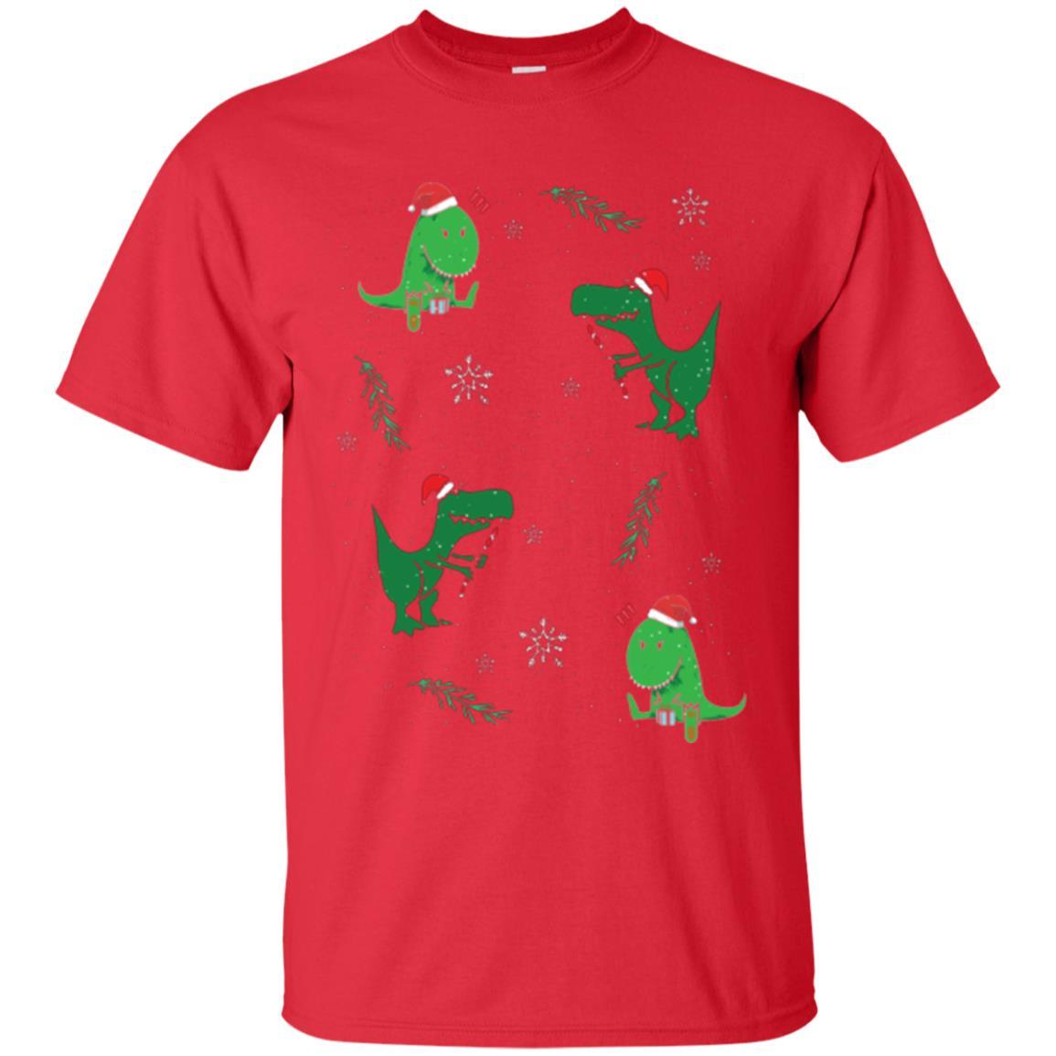 Funny Christmas T-shirt Merry Christmas Dinosaur Red