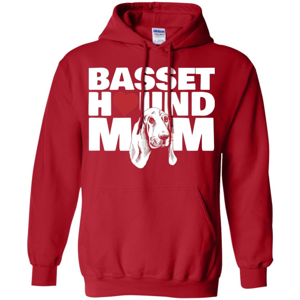 Basset Hound Mom Heart T-shirt Red