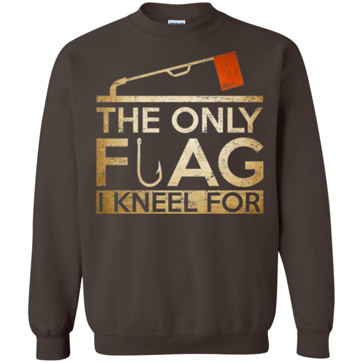 Ice Fishing T-shirt The Only Flag I Kneel For Dark Chocolate